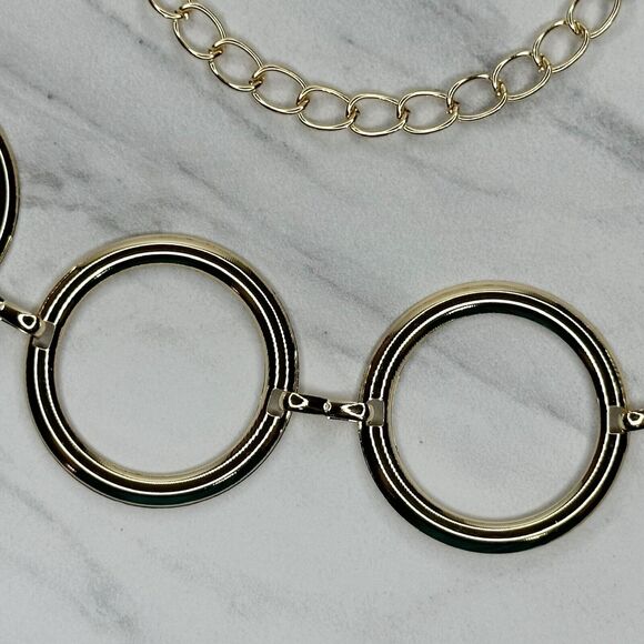 Womens Gold Tone Hoop Chain Link Belt Y2K Festival Wide One Size (OS) ✨ - Picture 7 of 12